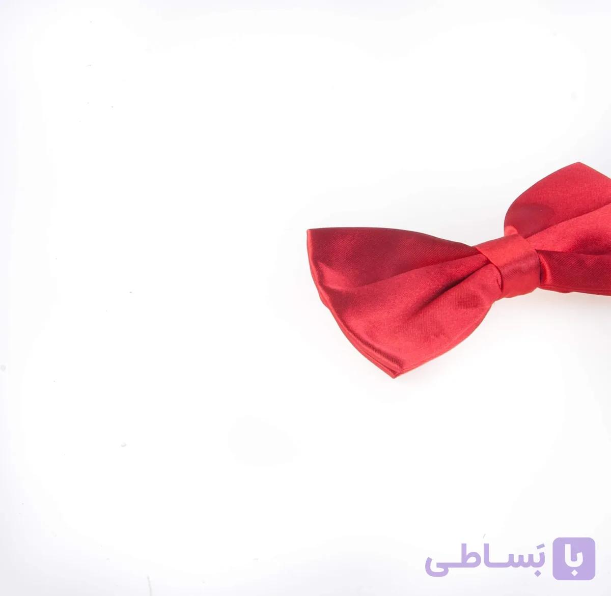 پاپیون ساده مردانه ساتن رنگ قرمز BT1084 — تصویر 1