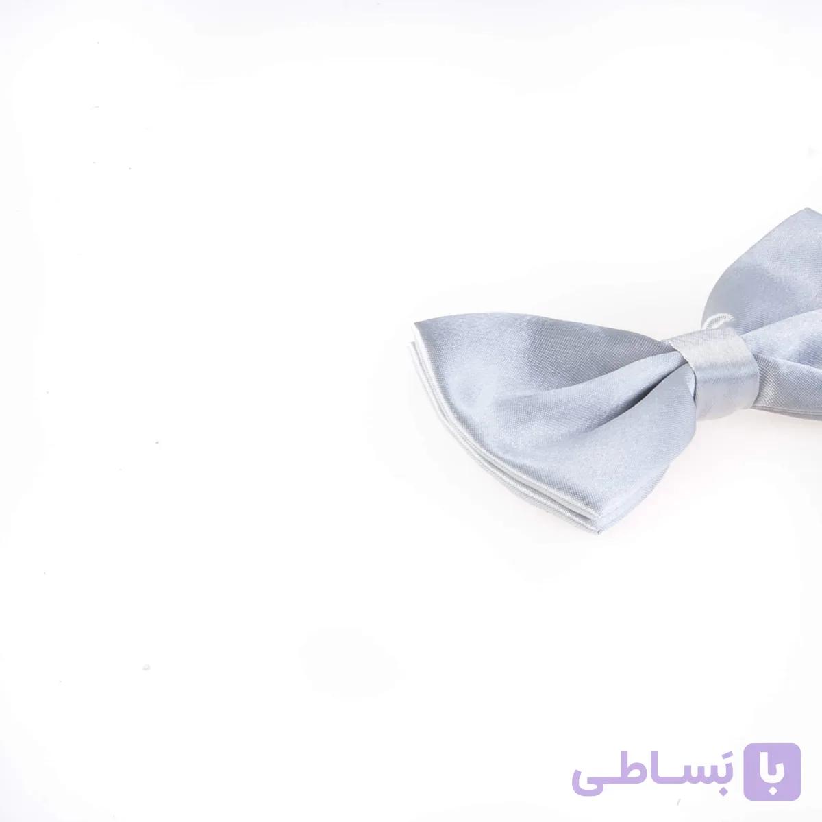 پاپیون ساده مردانه ساتن رنگ طوسی BT1069 — تصویر 1