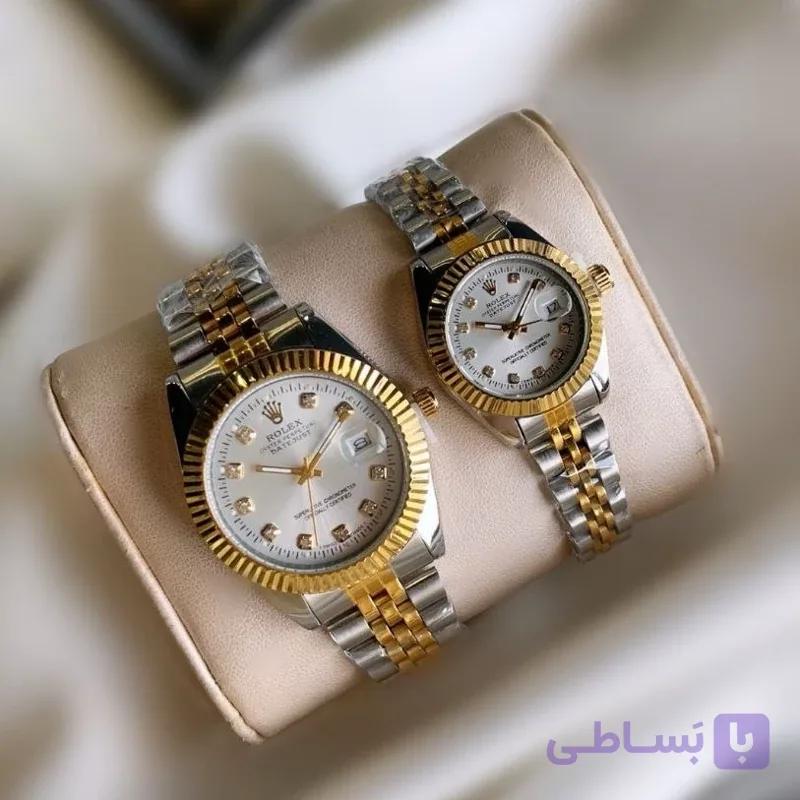 ساعت رولکس مردانه و زنانه کیفیت درجه یک استیل نقره ای صفحه سبز رنگ ثابت با آرم rolex