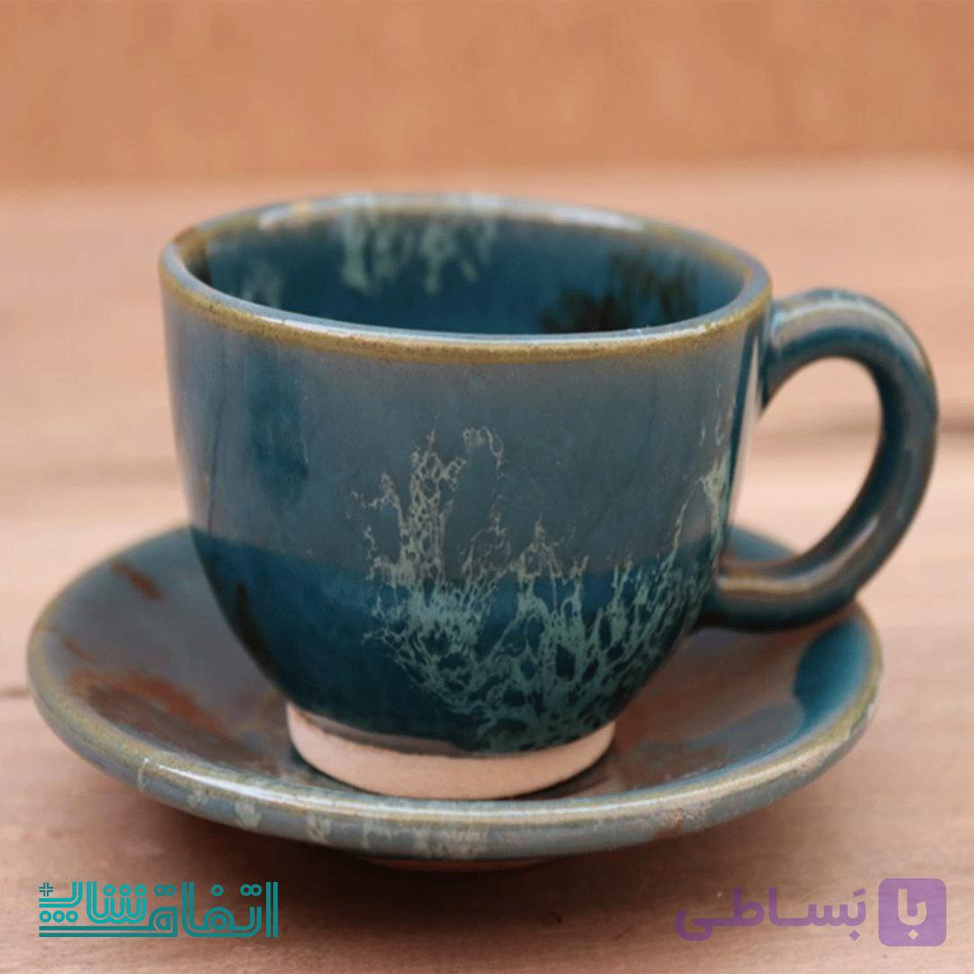 فنجان و نعلبکی گرد سفالی — تصویر 1