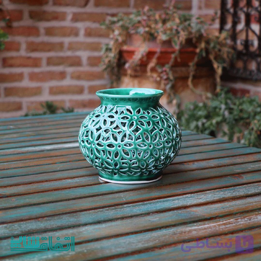 گلدان تمام مشبک سفید سایز کوچک — تصویر 1