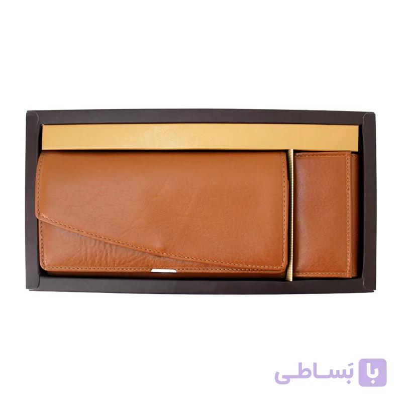 ست کیف پول و جاکلیدی چرم زنانه ST108 — تصویر 1