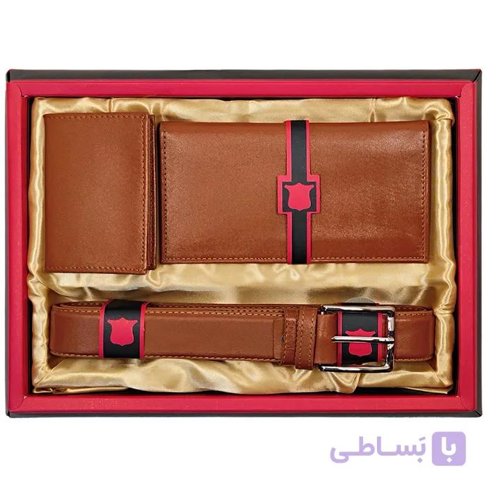 ست کیف پول کمربند و جاکارتی چرم طبیعی مردانه ST1022 — تصویر 1