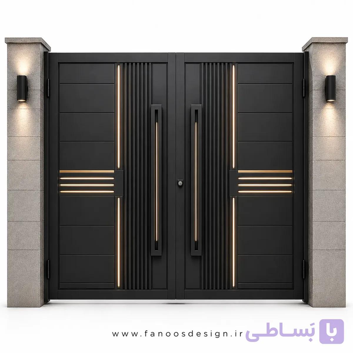 درب حیاطی شیک و مدرن سایز 220*300 با رنگ مشکی – کد 30535