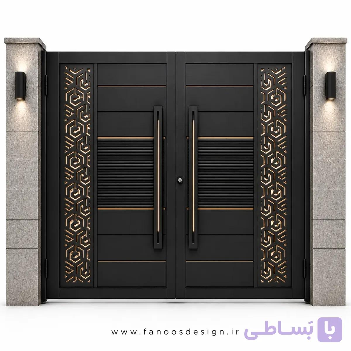 درب حیاطی لیزری سایز 220*300 با رنگ مشکی – کد 30536