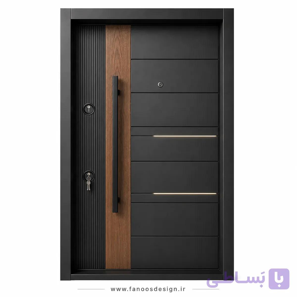 درب ضد سرقت طوسی مدرن هندسی سایز 120*220 کد 30511
