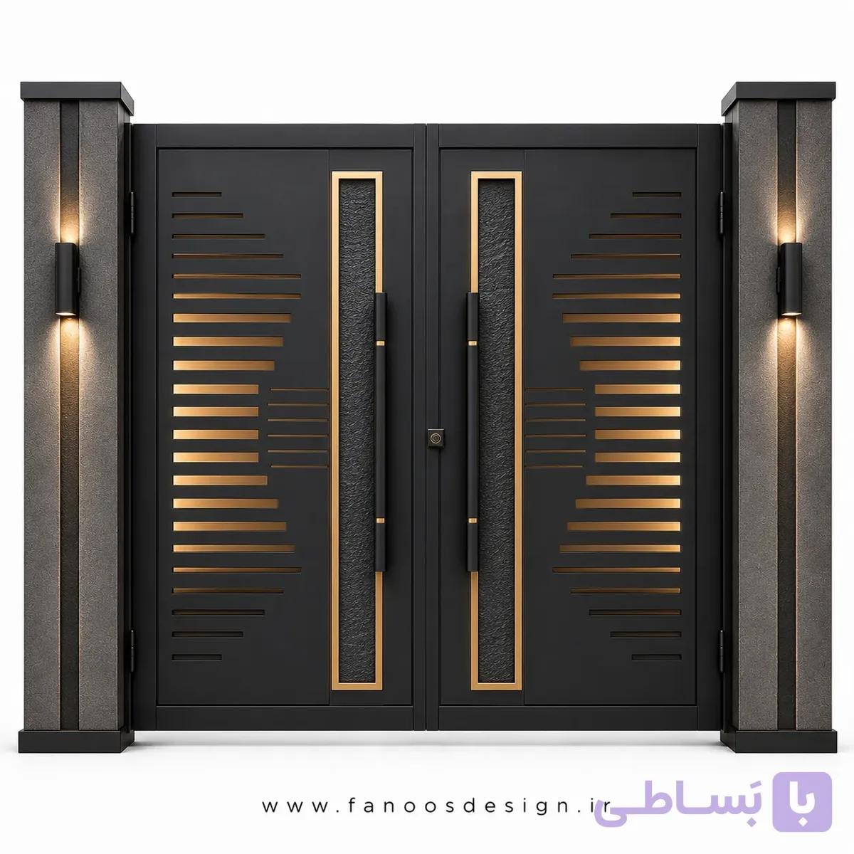 درب حیاطی آهنی مدل جدید سایز 220*300 با رنگ مشکی – کد 30520