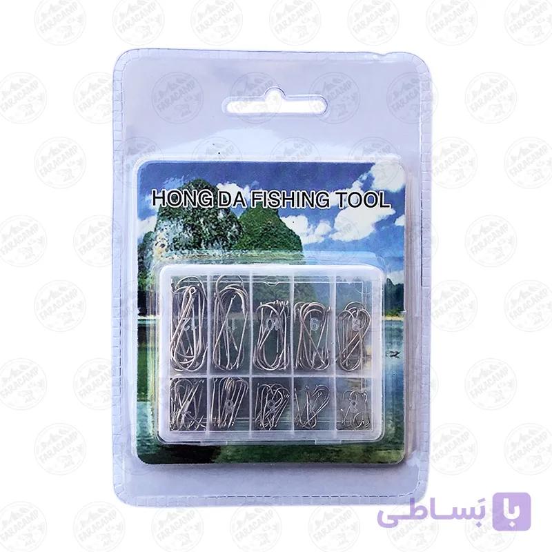 مجموعه قلاب ماهیگیری به همراه جعبه قلاب Hong DA بسته ۸۰ عددی — تصویر 1