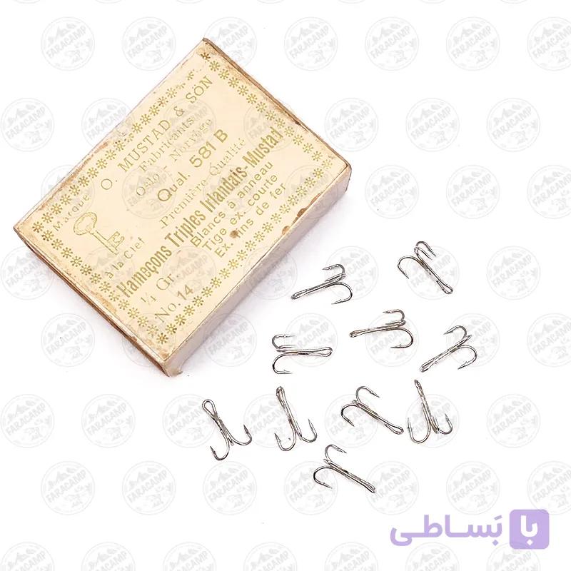 قلاب نیکل سه شاخ  موستاد نروژ بسته ۱۰ عددی سایز ۱۴ — تصویر 1