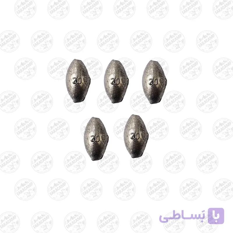 سرب ماهیگیری زیتونی ۲۰ گرم بسته ۵ عددی