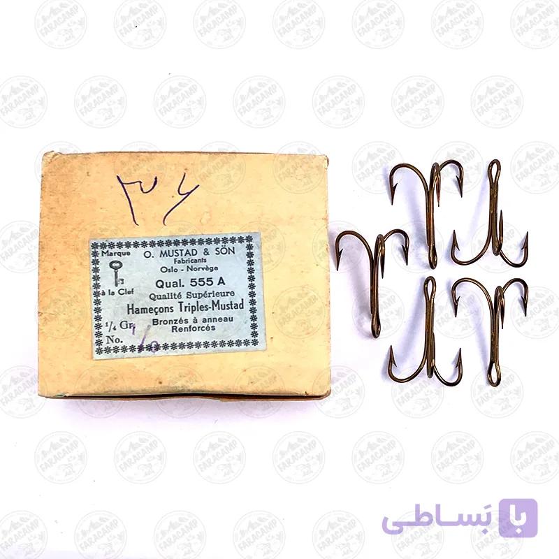 قلاب سه شاخ موستاد برنز سایز 2/0 بسته ۵ عددی MUSTAD Hameçons Triples HOOKS 555A — تصویر 1
