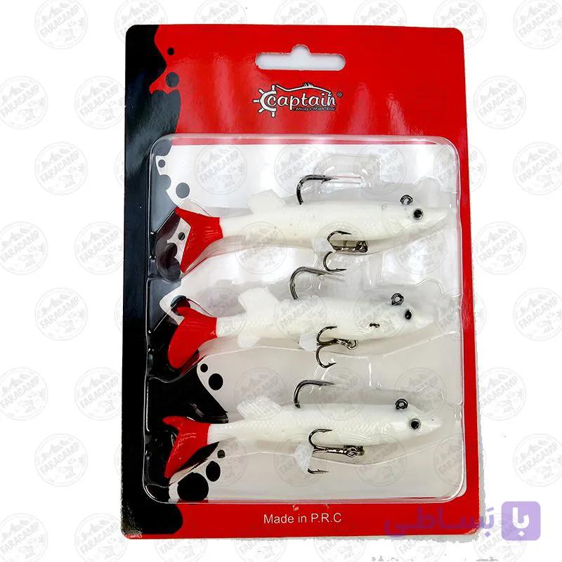 لور ماهی ژله ای کاپیتان سفید دم قرمز ۱۲ سانتی بسته ۳ عددی CAPTAIN PLUSE SOFT 3067 — تصویر 1