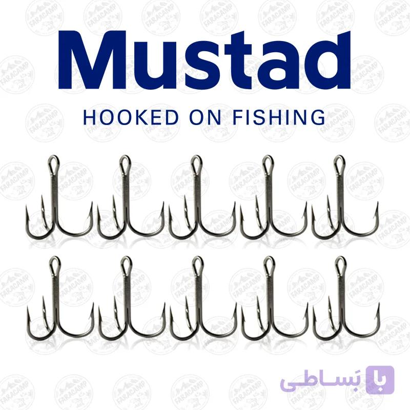 قلاب سه شاخ موستاد نیکل مشکی سایز ۴ بسته ۵۰ عددی MUSTAD Triples HOOKS — تصویر 1