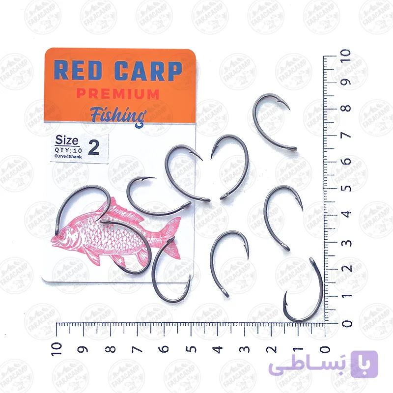 قلاب ماهیگیری  RED CARP کپوری مدل CurvedShunk سایز ۱۰ بسته ۱۰ عددی — تصویر 1