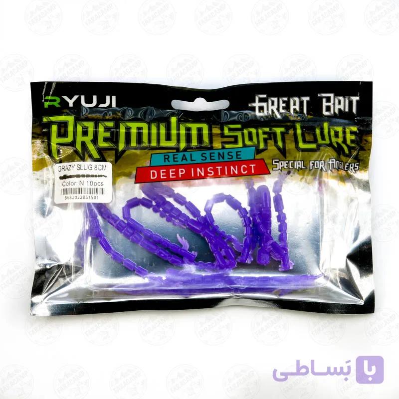 طعمه کرم مصنوعی طعم دار ریوجی ۸ سانتی سری D بسته ۱۰ عددی , RYUJI GRAZY SLUG — تصویر 1