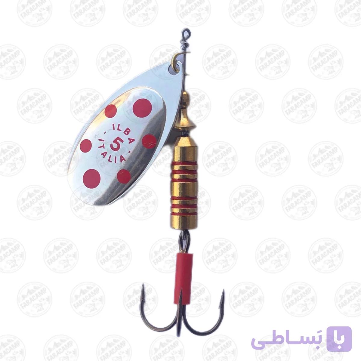 لانسه ماهیگیری سایز ۵ ایلبا نقره ای خال قرمز  ۲۰gr Silver/red