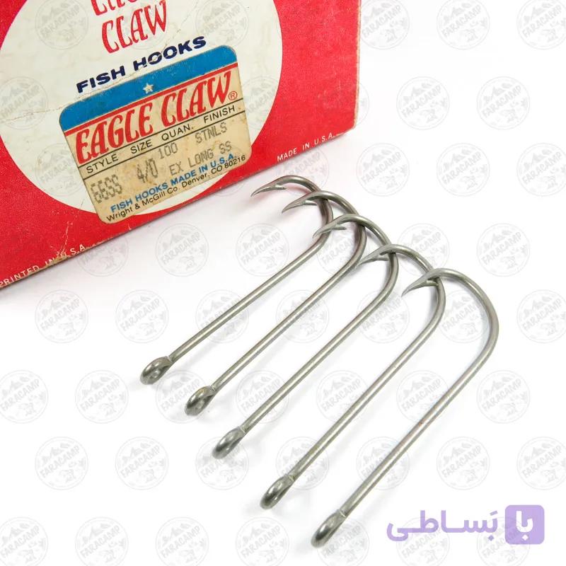 قلاب Eagle Claw دریایی آب شور سایز 4/0 بسته 5 عددی 66SS Ex Long — تصویر 1
