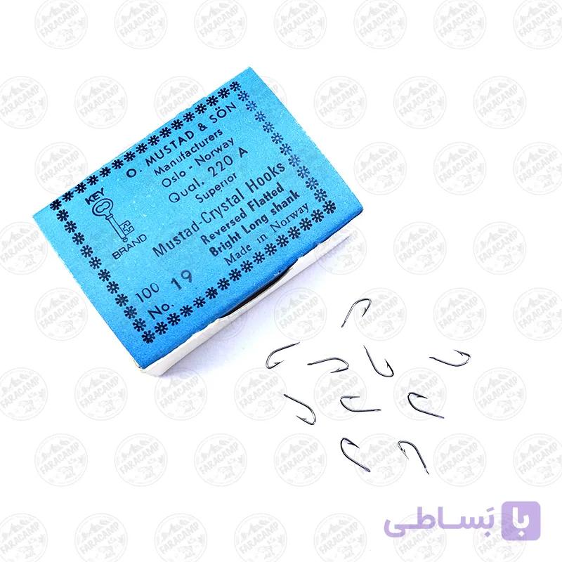 قلاب موستاد نیکل نروژ بدون چشمه سایز 19 بسته 10 عددی MUSTAD Crystal 220N — تصویر 1