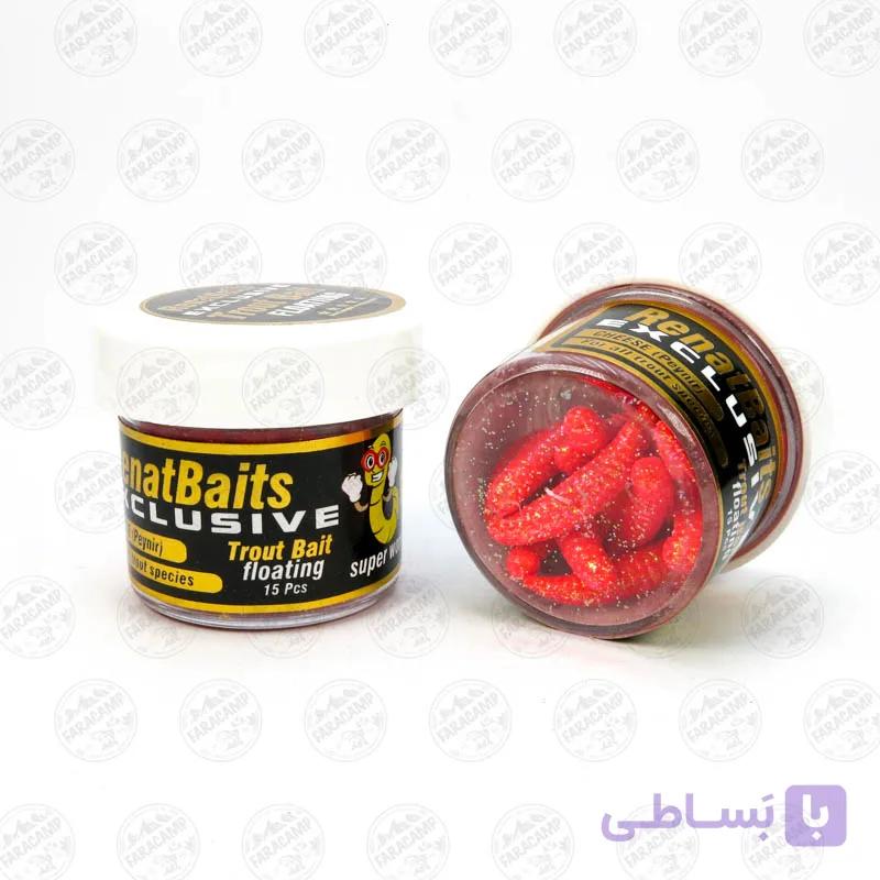 طعمه مصنوعی کرم شناور سبز طعم دار(سیر) رنات بیت  بسته ۱۵ عددی RENAT BAITS SUPER WORM — تصویر 1