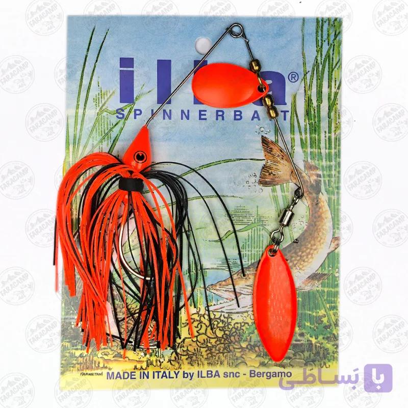 لانسه ماهیگیری ۱۹ گرم ایلبا Ilba ایتالیا مدل SPINNERBAITS TANDEM Red-Fluorange/Black blade Copper