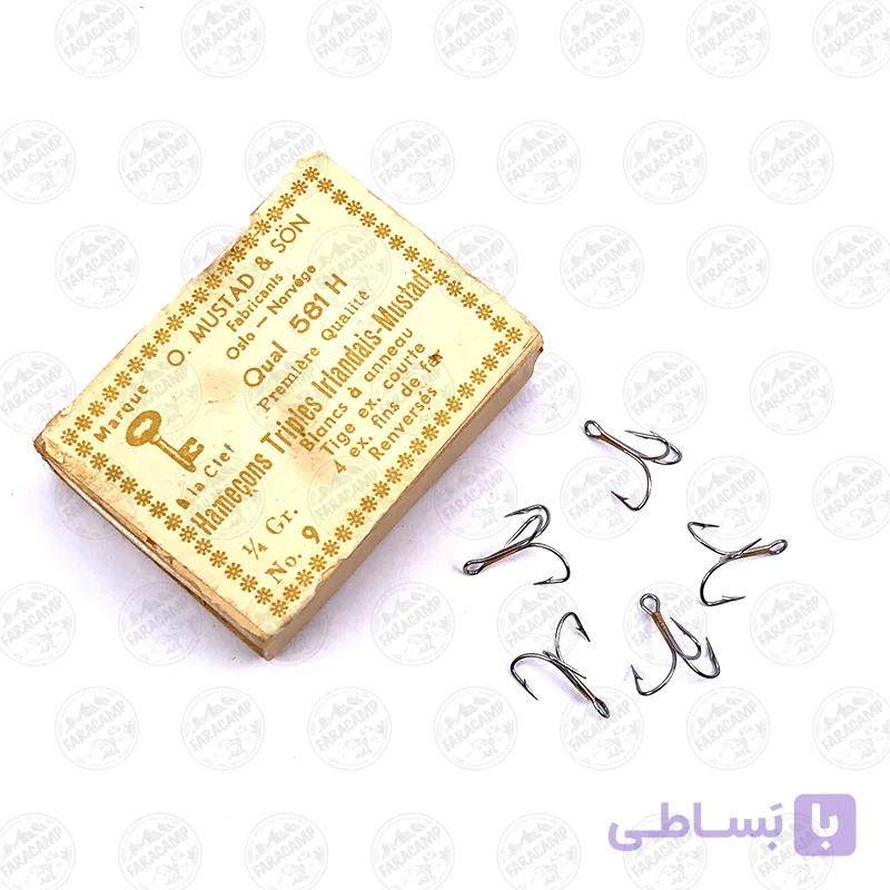 قلاب سه شاخ سرکج موستاد برنز سایز ۱۱ بسته ۵ عددی MUSTAD Hameçons Triples Irlandais HOOKS 581K — تصویر 1