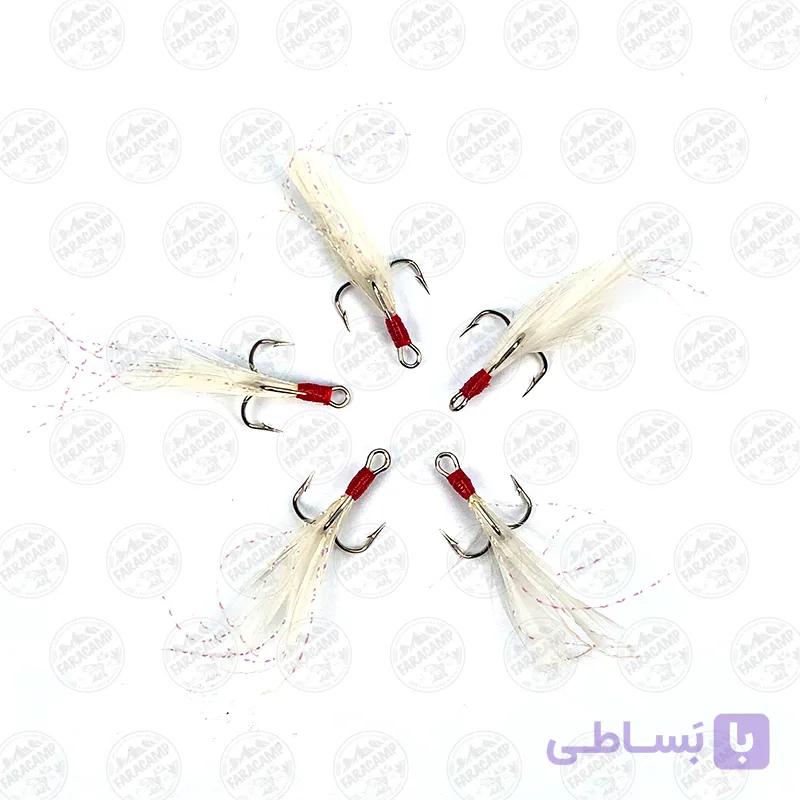 قلاب سه شاخ پردار موستاد نروژ بسته 5 عددی سایز 12 IN-LINE TRIPLE GRIP FEATHERED — تصویر 1