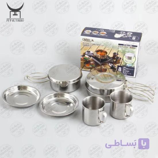 ظروف استیل پخت و پز کوهنوردی و کمپینگ ۸ پارچه Camelwill — تصویر 1