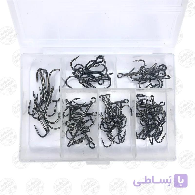قلاب سه شاخ کاپیتان  سایز ۱ تا ۶ مجموعه ۴۵ عددی به همراه جعبه قلاب — تصویر 1