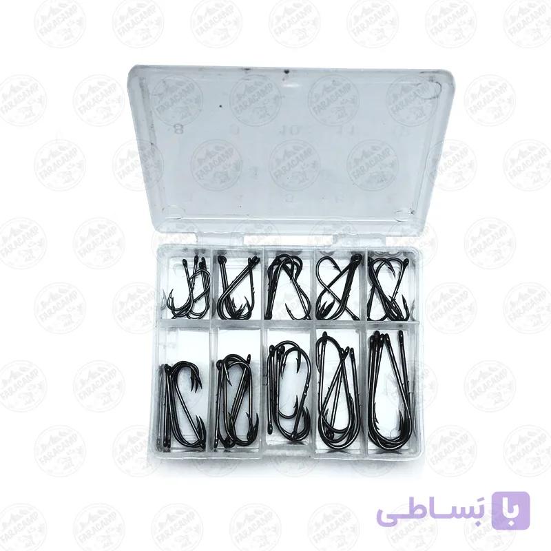 مجموعه قلاب ماهیگیری به همراه جعبه قلاب ۵۰ عددی — تصویر 1