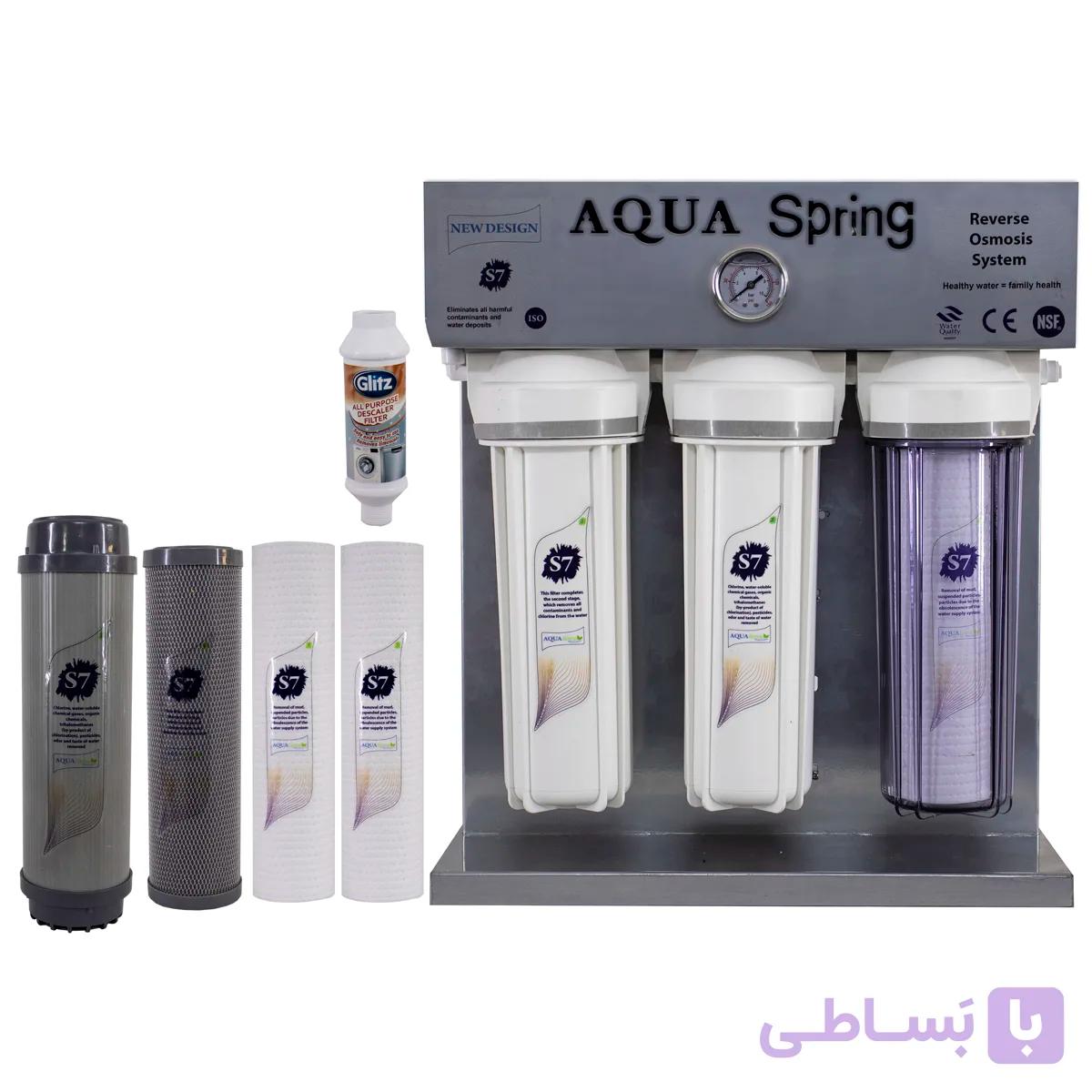 دستگاه تصفیه آب آکوآ اسپرینگ مدل  S7-KZ-7020 همراه 4 فیلتر هدیه و رسوب گیر گلیتز — تصویر 1