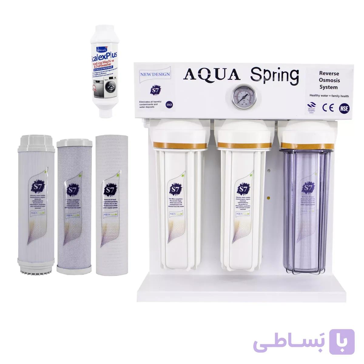 دستگاه تصفیه آب آکوآ اسپرینگ مدل  S7-WZ-7020 همراه 3فیلتر هدیه و رسوب گیر اسکالکس پلاس — تصویر 1