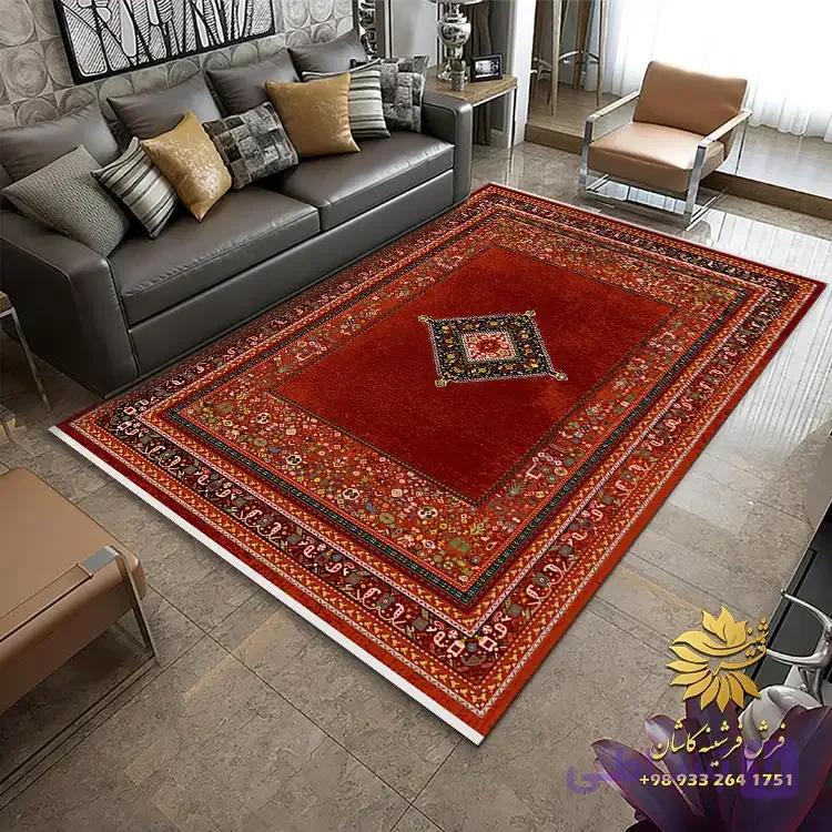 فرشینه قرمز طرح سنتی ترمز دار کد 38550 — تصویر 1