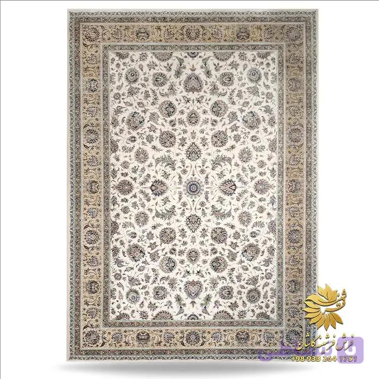 فرش شاه عباسی کرم 1500 شانه افشان کاشان کد 7531 — تصویر 1