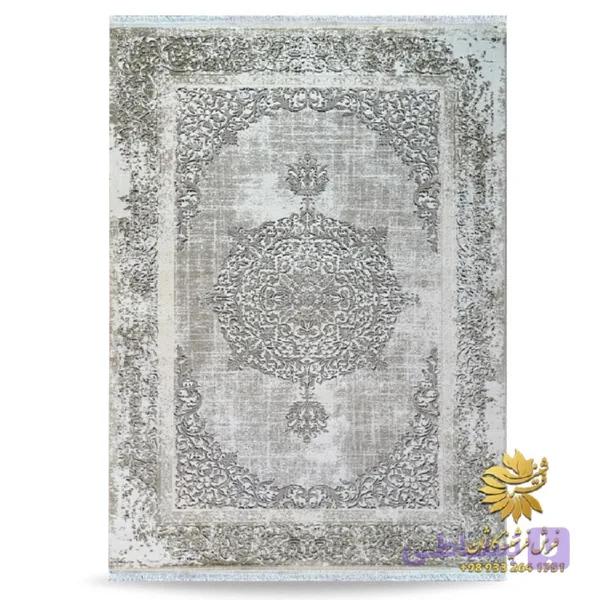 فرش مینیمال کرم طوسی با طراحی جدید کد 42080 — تصویر 1