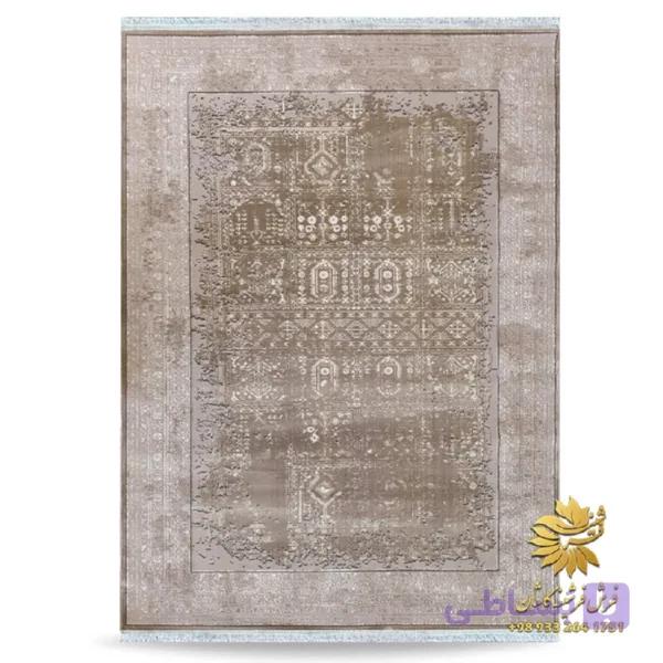 فرش پتینه نسکافه ای طرح مینیمال کد 42063 — تصویر 1