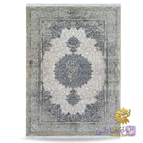 فرش طرح جدید کرم آبی وینتیج کد 42049 — تصویر 1