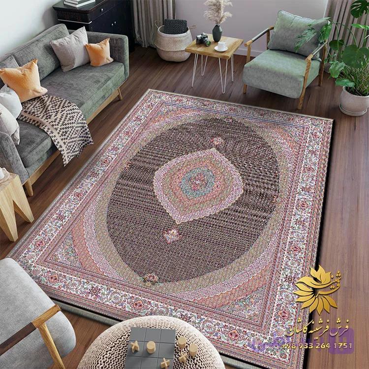فرشینه طرح ریز ماهی زمینه سرمه ای کد r6010 — تصویر 1