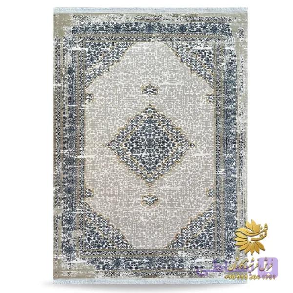 فرش وینتیج کرم آبی طرح سنتی 42050 — تصویر 1