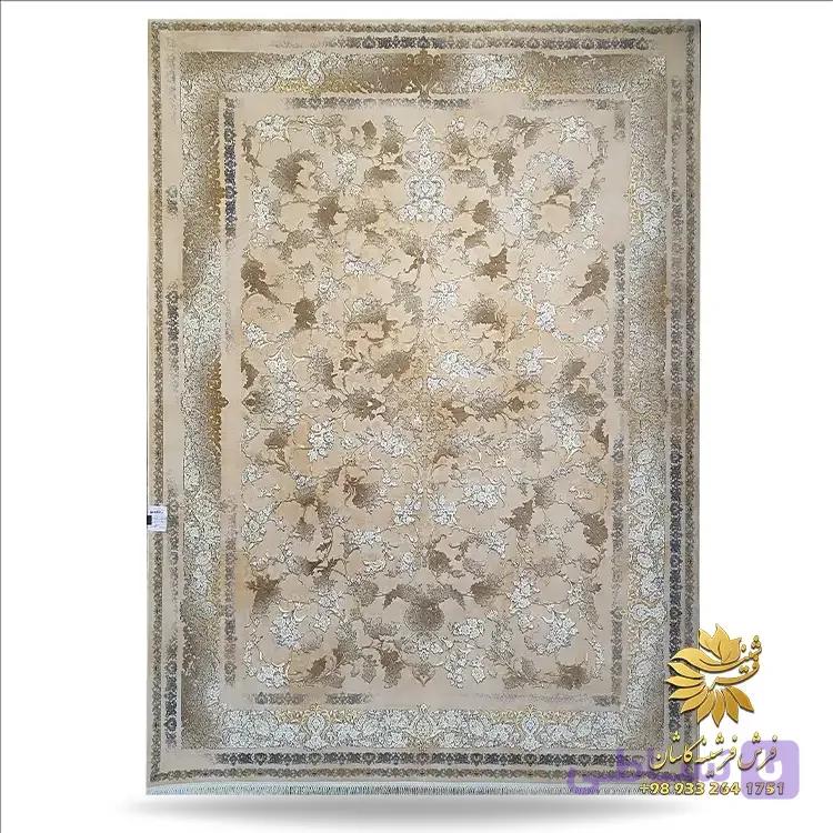 فرش با حاشیه ساده طرح افشان موکا 1200 شانه وینتیج کد 1406 — تصویر 1