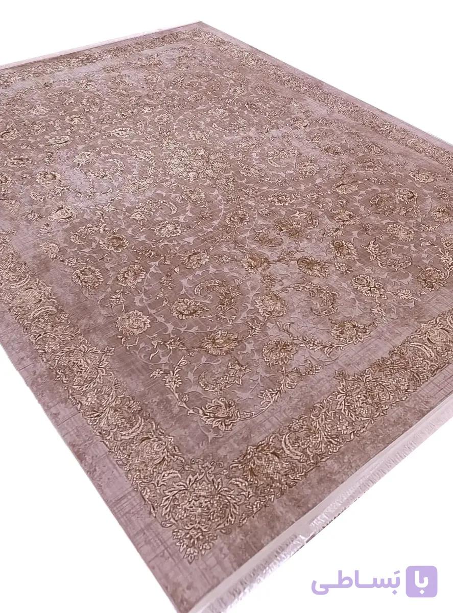 فرش طلاکوب افشان طرح میلان رنگ سربی 1200 شانه گل برجسته کد 5042 — تصویر 1