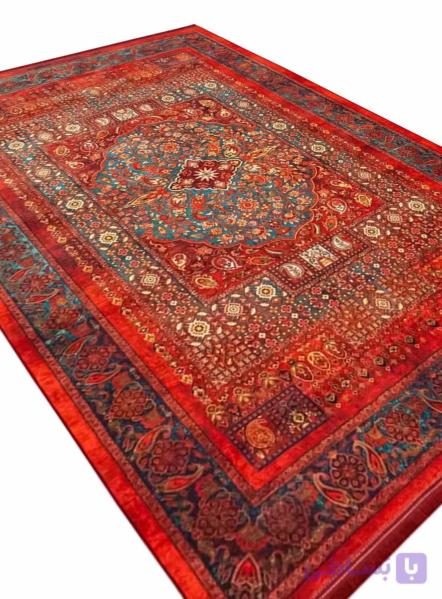 فرش هلنا طرح باغ گلستان قرمز معادل 77 رج دستبافت کد 25NH0010 — تصویر 1