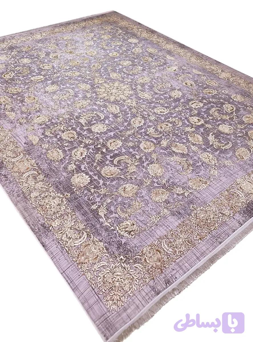 فرش طلاکوب افشان طرح میلان رنگ سربی 1200 شانه گل برجسته کد 5042 — تصویر 1