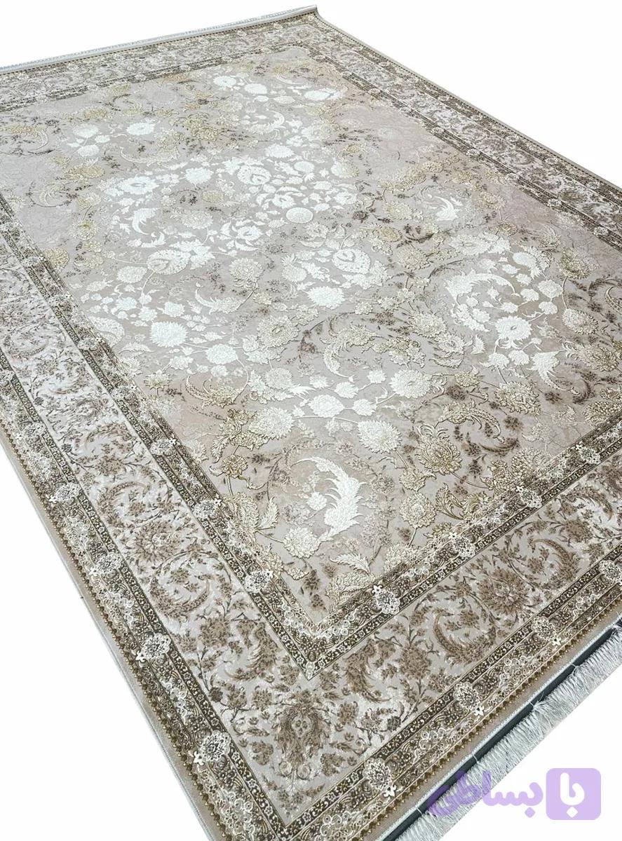 فرش افشان موکایی طرح کایان رنگ صدفی 1200 برجسته کد 1403 — تصویر 1