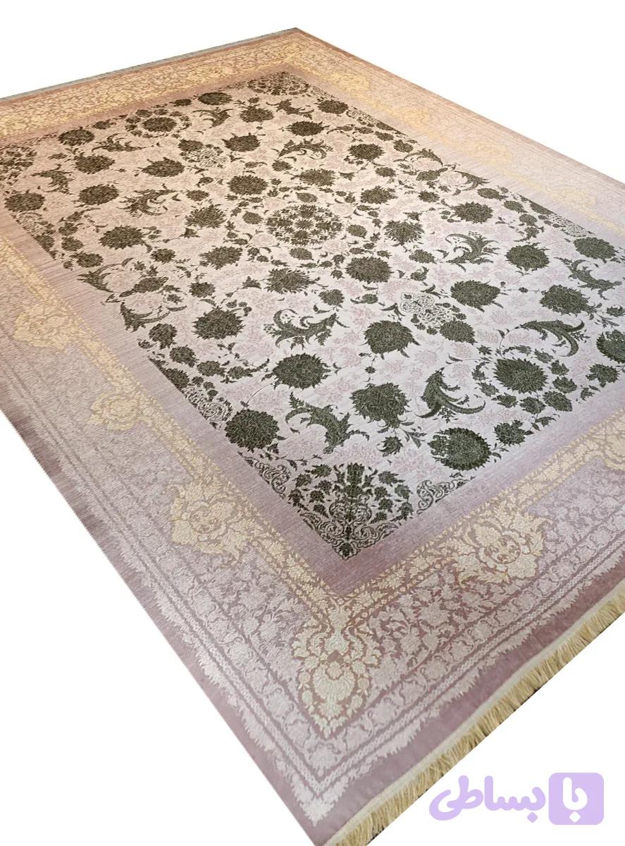 فرشینه طرح فرش افشان تبریز رنگ نقره ای کد Y300901 — تصویر 1
