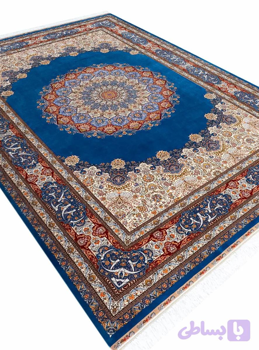 فرش ابریشم طرح داوودی 1700 شانه تراکم 5100 کد Q250 — تصویر 1