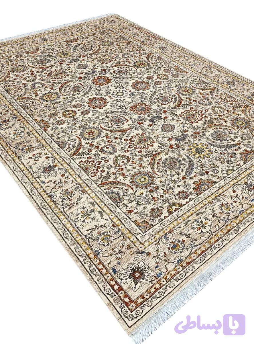 فرش سلطان آباد طرح افشان رنگ کرم بژ 700 شانه کد 76008 — تصویر 1