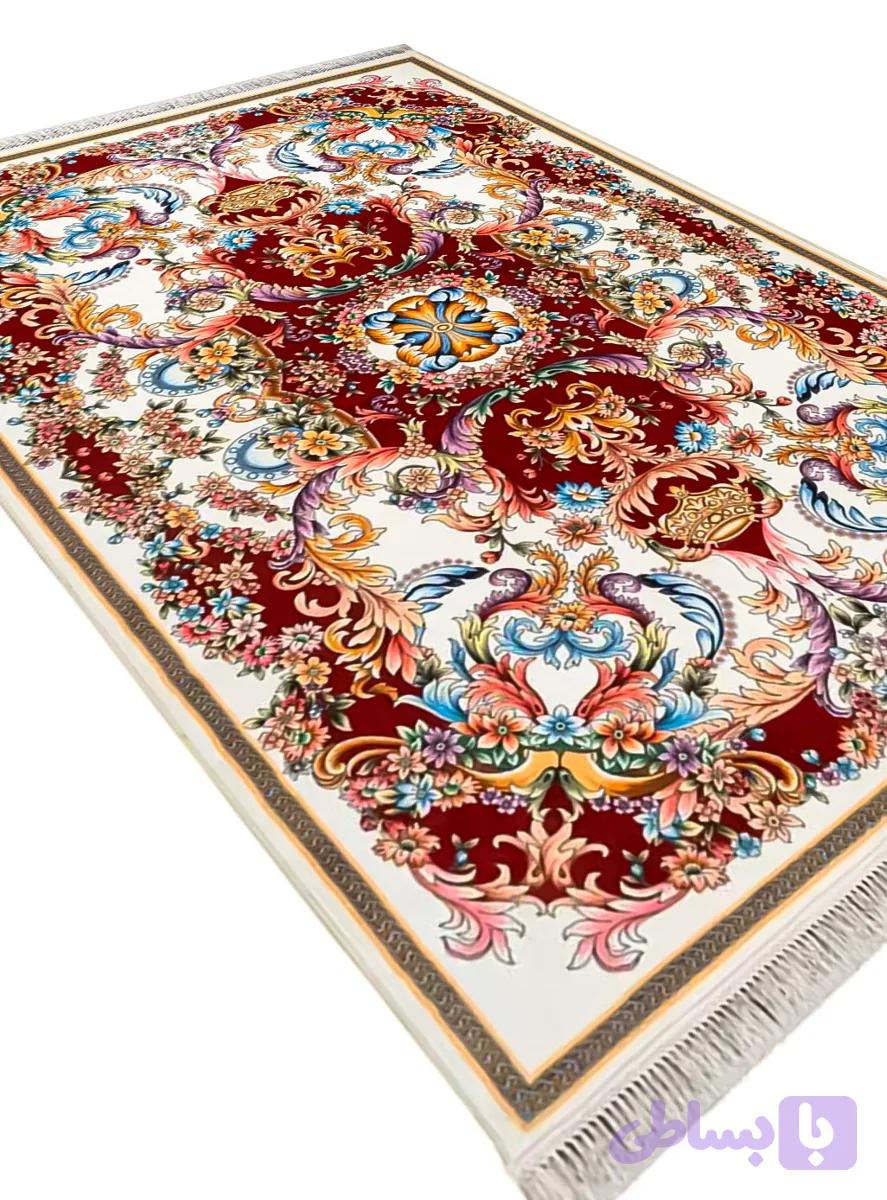 فرش کلاریس طرح فرانسوی رنگ شرابی 1200 شانه کد 2555042036 — تصویر 1