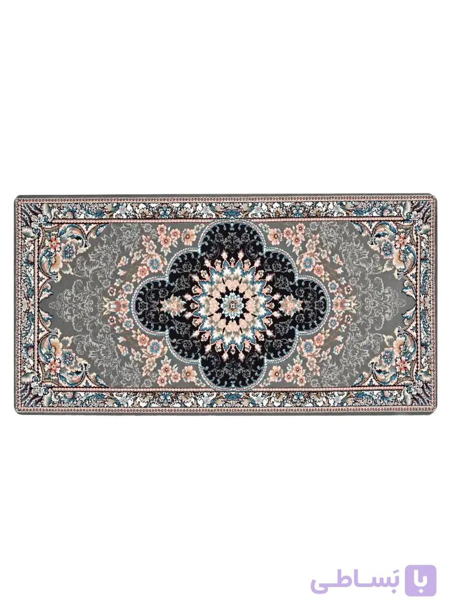 پشتی ماشینی طرح باغ ملک 700 شانه رنگ طوسی کد 465 — تصویر 1