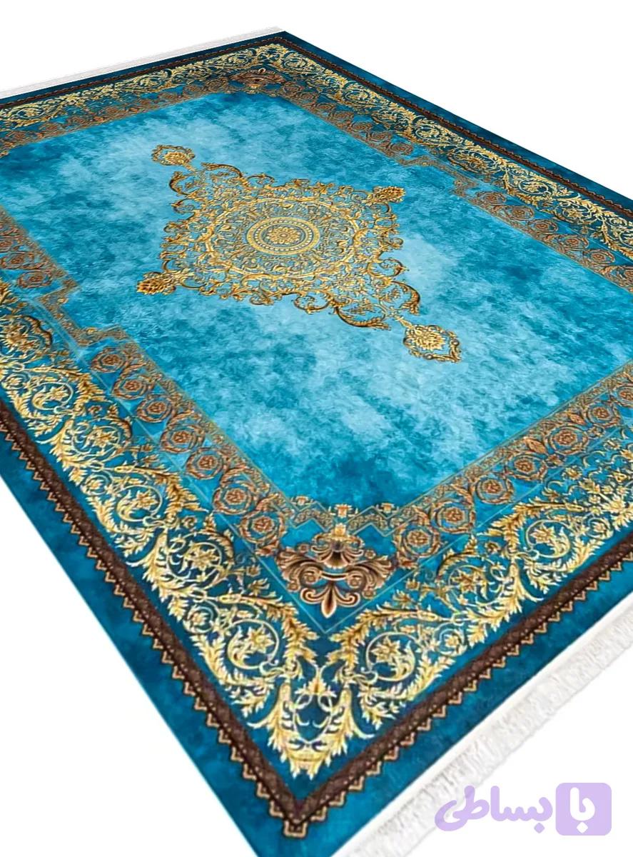 فرش فرانسوی طرح سلطان 1200 شانه رنگ فیروزه ای کد 25CN0170 — تصویر 1