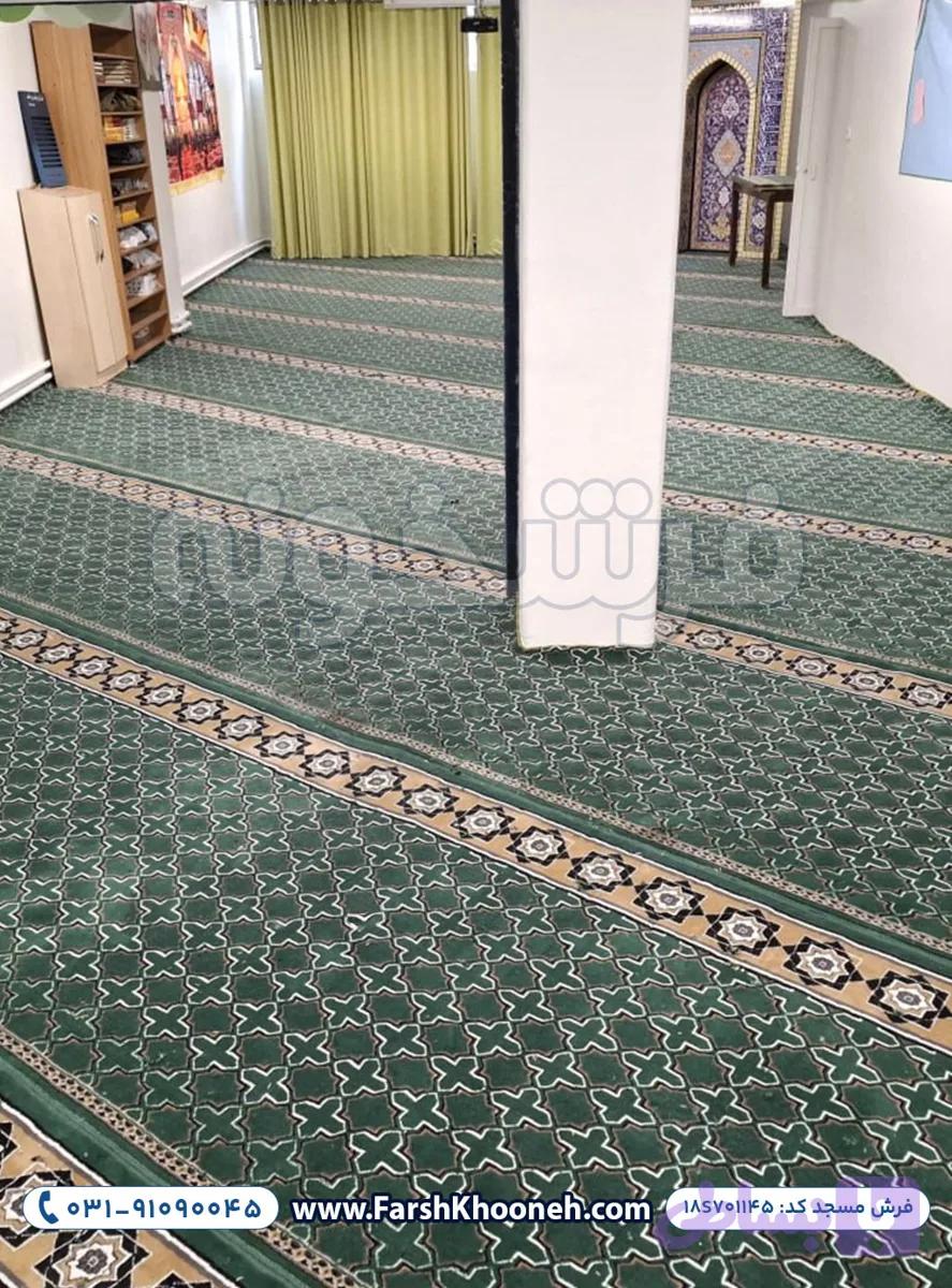 فرش تشریفات سجاده ای طرح شمسه رنگ سبز 700 شانه کد 1145
